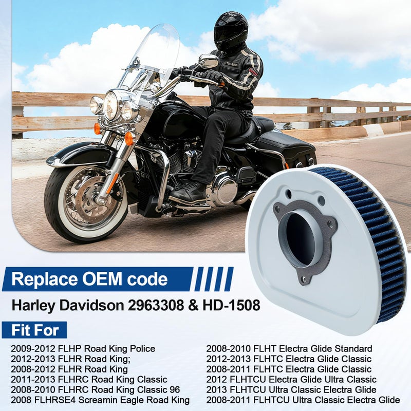SOLLON 2963308 HD1508 Ultra Classic Air Filter Cleaner for 2008-2013 Harley Davidson Street Glide, Electra Glide, Road King, Road Glide Custom, Ultra Classic and other select models HD-1508 - Image 2